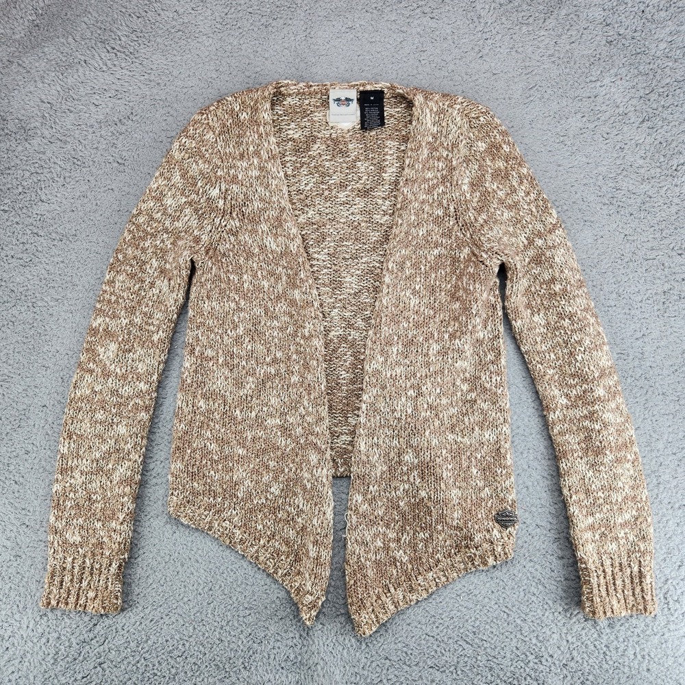 Harley Davidson Motorclothes Multi-tone Knit Cardigan Sweater Womens M Beige